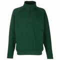 Product SS230, a quarter-zip sweatshirt in green with a high collar from Fruit of the Loom, is showcased against a plain white background.