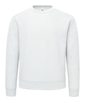 The Sweatshirts product is a plain white crew neck with long sleeves and a relaxed fit, displayed against a white background. It features no visible designs or logos on the front.