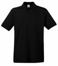 The SS255 from Fruit of the Loom is a plain black polo shirt featuring a collar and buttons down the front.