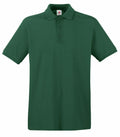 Introducing the SS255 from Fruit of the Loom: a sleek dark green polo shirt featuring short sleeves, a collar, and a three-button placket down the front.