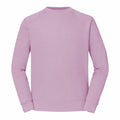 Fruit of the Loom's SS270 pink crewneck sweatshirt with long sleeves, laid flat against a plain background.