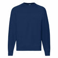 A plain Fruit of the Loom SS270 dark blue sweatshirt featuring long sleeves and a crew neck, set against a white background.