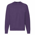 A plain, long-sleeved sweatshirt in purple with a crew neck from Fruit of the Loom's SS270 product line displayed against a white background.