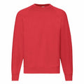 The SS270 by Fruit of the Loom is a red sweatshirt featuring long sleeves and a crew neckline, photographed against a white backdrop. It exudes a comfortable and casual style.
