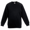 The Fruit of the Loom SS271 is a plain black sweatshirt featuring long sleeves and a crew neckline.