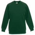 The Fruit of the Loom SS271 is a long-sleeve, plain dark green crewneck sweatshirt displayed on a white background.