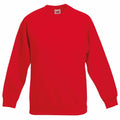 A plain red crewneck sweatshirt from Fruit of the Loom, featuring long sleeves and a simple, classic design, set against a white background. The product ID is SS271.