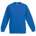 Introducing the SS271 from Fruit of the Loom: A plain blue sweatshirt featuring long sleeves and a crew neckline. Crafted with soft, comfortable fabric, it's perfect for casual wear.