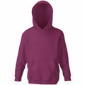 A plain maroon hoodie, featuring a front pocket and a hood, from the Fruit of the Loom brand (product code: SS273), is displayed against a white background.