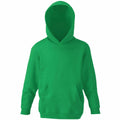 Fruit of the Loom's SS273, a bright green hoodie with long sleeves and a spacious hood, features a front pocket and is displayed against a plain white background.