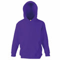 The Fruit of the Loom SS273 is a plain purple hoodie featuring a front pocket and hood, showcased against a white background. It boasts long sleeves and offers a comfortable, relaxed fit.