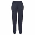 Fruit of the Loom SS405 sweatpants in dark blue, featuring an elastic waistband and cuffs, displayed against a white background.