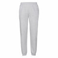 The Fruit of the Loom SS405 gray sweatpants, featuring an elastic waistband and cuffs, are showcased against a white background. They look soft and comfortable, making them ideal for casual wear or exercising.