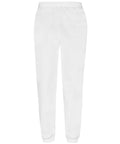 A pair of SS405 sweatpants by Fruit of the Loom, featuring a plain white design with an elastic waistband and cuffs, viewed from the back. The fabric appears soft and comfortable, making it ideal for casual wear or workouts. The style is simple and versatile.