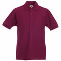 A maroon Fruit of the Loom SS417 short-sleeve polo shirt featuring a collar and three buttons.