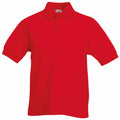 A plain red short-sleeve polo shirt from Fruit of the Loom, featuring a collar and buttons, displayed on a white background. This product is named SS417.