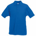 A Fruit of the Loom SS417 polo shirt in plain blue, featuring a collar and three buttons.