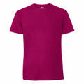 The Fruit of the Loom SS422 is a plain, bright magenta T-shirt with a classic crew neck and short sleeves, showcased against a white background.