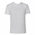 A Fruit of the Loom SS422 T-shirt featuring short sleeves and a round neckline in a light gray shade with a subtle textured fabric, displayed on a white background.
