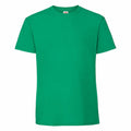 A plain green t-shirt with short sleeves and a round neckline from Fruit of the Loom, product name SS422, displayed against a white background.