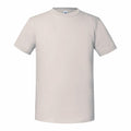 The Fruit of the Loom SS422 is depicted against a white background. This light gray T-shirt features a round neckline, short sleeves, and appears to be made of a soft, smooth fabric.