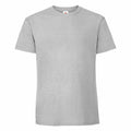 The Fruit of the Loom SS422 is exhibited against a white background. It is a plain gray short-sleeve T-shirt featuring a round neckline, with no visible patterns or logos.