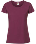 The Fruit of the Loom SS424, a plain short-sleeved T-shirt in burgundy, set against a white background.