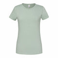 A plain, light green T-shirt (Product Name: SS424) from Fruit of the Loom is showcased on a white background, featuring short sleeves and a crew neck. The shirt is displayed flat without any visible logos or designs.