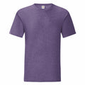 A plain purple T-shirt by Fruit of the Loom, model SS430, made from a soft fabric and displayed against a white background. The shirt features short sleeves and a crew neck design, providing a simple, casual look.