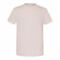 Fruit of the Loom's SS430 t-shirt in plain beige is showcased on a white backdrop, front-facing. This short-sleeved garment features a round neckline.