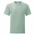 The SS430 by Fruit of the Loom is a light green T-shirt featuring a round neckline, short sleeves, and simple stitching, presented against a white background.