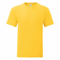 The Fruit of the Loom SS430 is a short-sleeved, plain yellow T-shirt featuring a round neckline, showcased against a white background.