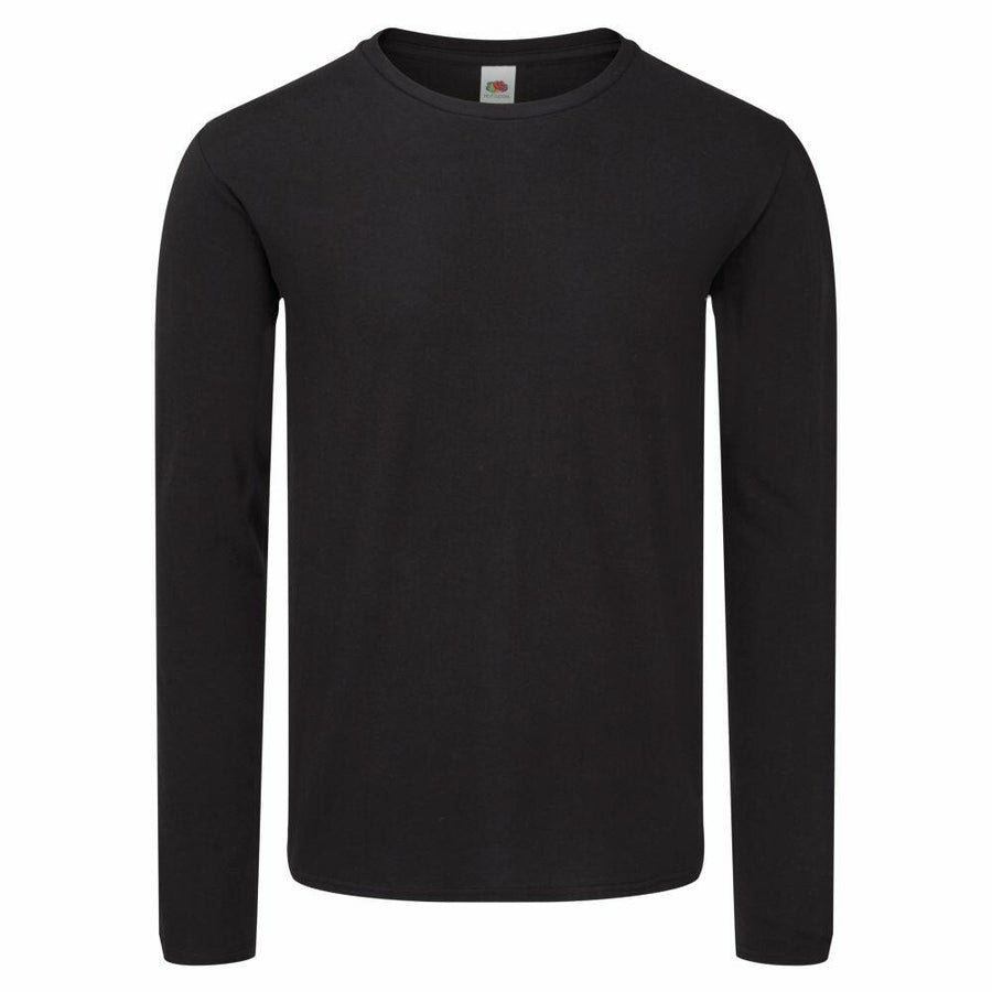 SS433 by Fruit of the Loom in a classic black long-sleeve crewneck design set against a white background.