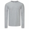 Fruit of the Loom's SS433 gray long-sleeve t-shirt showcased against a white background.