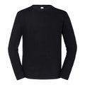 Fruit of the Loom SS434 black long-sleeve crew neck t-shirt displayed on a plain white background.