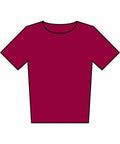 Illustration of a plain, short-sleeved T-shirt in red from the brand Fruit of the Loom, model SS436.