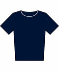 Illustration of the Fruit of the Loom SS436 plain navy blue T-shirt with a round neckline, displayed from the front against a white background.