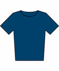 Depiction of the Fruit of the Loom SS436, a plain, short-sleeved T-shirt in blue color, set against a white background.