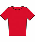 Illustration of the Fruit of the Loom SS436, a plain red T-shirt with short sleeves, shown on a white background.