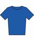 Illustration of the Fruit of the Loom SS436, a plain blue T-shirt featuring short sleeves and a round neckline, centered against a white background.