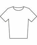 Illustration of a plain white short-sleeve t-shirt, model SS436 by Fruit of the Loom, outlined in black on a white background.