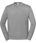 A plain light grey sweatshirt crew neck with long sleeves, shown laid flat on a white background, featuring no visible logos or designs.
