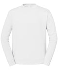 The Sweatshirts product is a plain white long-sleeve crew neck with ribbed cuffs and hem, shown on a white background and featuring no visible logos or designs.