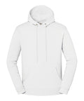 The Hoodies product is a plain white hoodie with a front pouch pocket and drawstrings, shown against a white background. It appears unworn and features a simple, classic design.