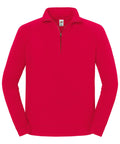 A bright red, plain long-sleeved sweatshirt with a quarter-zip front and stand collar, shown on a white background. The jumper has no visible patterns or graphics. Product Name: Jumpers.