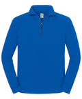 A royal blue jumper with long sleeves, a stand-up collar, and a partially open quarter zip. Features a small label inside the collar; plain design with no visible logos or decorations.