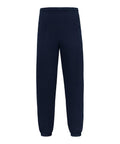 Navy blue tracksuit bottoms shown from the back, featuring an elasticated waistband and elasticated cuffs at the ankles. The design is simple and plain, with no visible logos or pockets.