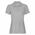 A Fruit of the Loom SS505 short-sleeve polo shirt in plain gray, featuring a collar and three buttons, shown against a white background.