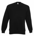 A Fruit of the Loom SS800 crewneck sweatshirt in plain black displayed on a white background.