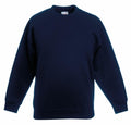A Fruit of the Loom SS801 sweatshirt in plain dark blue with long sleeves and a crewneck.